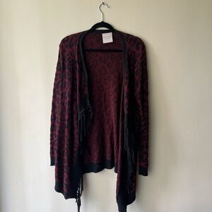 Leopard Print Open Front Cardigan Sweater